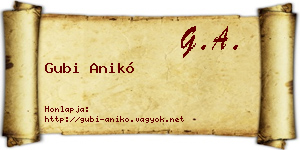 Gubi Anikó névjegykártya